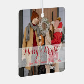 Family Minimalist Christmas Photo メタルオーナメント (正面右)