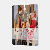 Family Minimalist Christmas Photo メタルオーナメント (正面左)