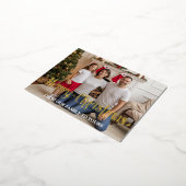 Family Modern  Photo Foil Holiday, Christmas Card 箔シーズンポストカード (回転した状態)