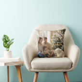 Family modern script Text Overlay with Two Photos クッション (椅子)