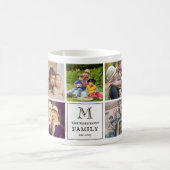 Family Monogram 9 Photo Collage and Custom Text コーヒーマグカップ (中央)