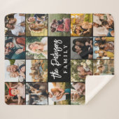 Family Name 18 Photo Collage Modern Elegant Black シェルパブランケット (正面(横))