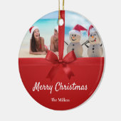 Family Name Beach Photo Christmas Ornament セラミックオーナメント (左)