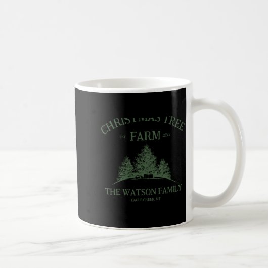 Family Name Christmas Tree Farm Retro コーヒーマグカップ (右)