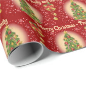 Family Name & Favorite Christmas Songs Classic ラッピングペーパー (ロールコーナー)