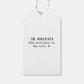 Family Name Modern Plain Professional Black White ギフトタグ (正面)