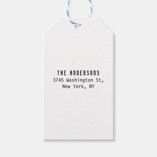 Family Name Modern Plain Professional Black White ギフトタグ (正面)