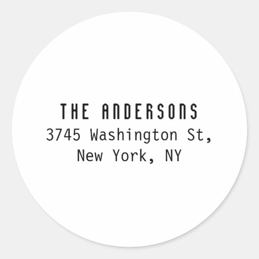 Family Name Modern Plain Professional Black White ラウンドシール (正面)