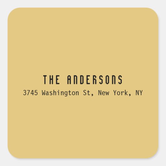 Family Name Modern Plain Professional Brass Yellow スクエアシール (正面)