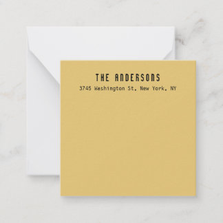 Family Name Modern Plain Professional Brass Yellow ノートカード