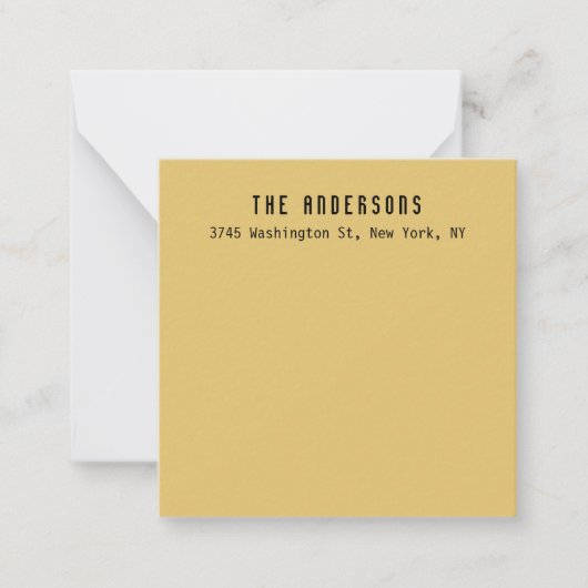 Family Name Modern Plain Professional Brass Yellow ノートカード (正面)