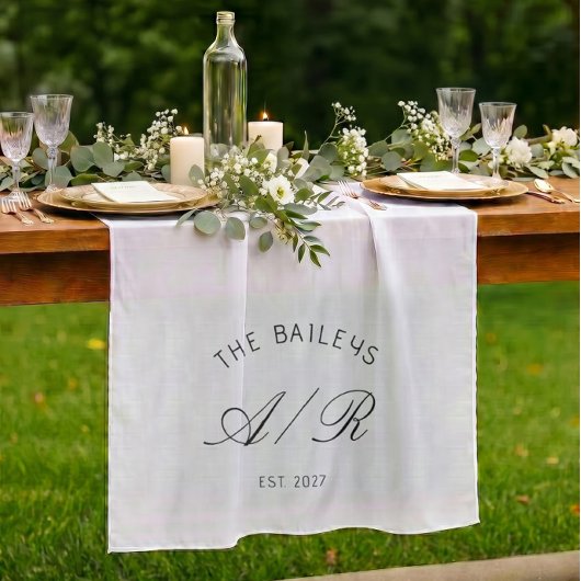 Family Name Monogram Custom Wedding Table Banner タペストリー