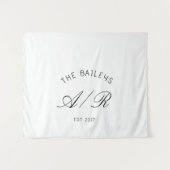 Family Name Monogram Custom Wedding Table Banner タペストリー (正面(横))