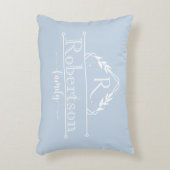 Family Name Monogram Decorative Frame Blue アクセントクッション (正面(垂直))