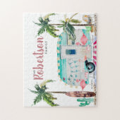 Family Name | Personalized Flamingo Family ジグソーパズル (縦)