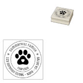 Family Name Pet Paw Print Round Address ラバースタンプ (押印)