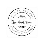 Family Name Return Address Botanical Round Logo ラバースタンプ (インプリント)