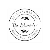 Family Name Return Address Eucalyptus Round Logo ラバースタンプ (インプリント)