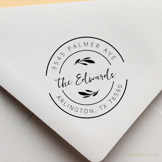 Family Name Return Address Eucalyptus Round Logo ラバースタンプ