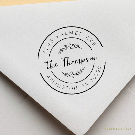 Family Name Return Address Vines Round Logo ラバースタンプ