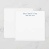 Family Name Script Navy Blue Typography ノートカード (正面/裏面)