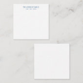 Family Name Script Navy Blue Typography ノートカード (正面/裏面)