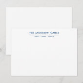 Family Name Script Navy Blue Typography ノートカード (正面/裏面)