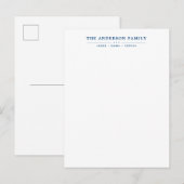 Family Name Script Navy Blue Typography ポストカード (正面/裏面)