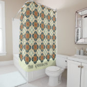 Family Name Spanish Tiles Flower Pattern Azulejos  シャワーカーテン (インサイチュ)