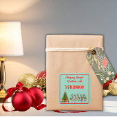 Family Name Whimsical Christmas Marching Reindeer  スクエアシール