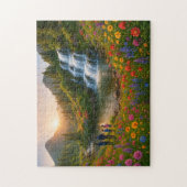 Family Nature Puzzle – Mountain Waterfall Sunrise ジグソーパズル (縦)