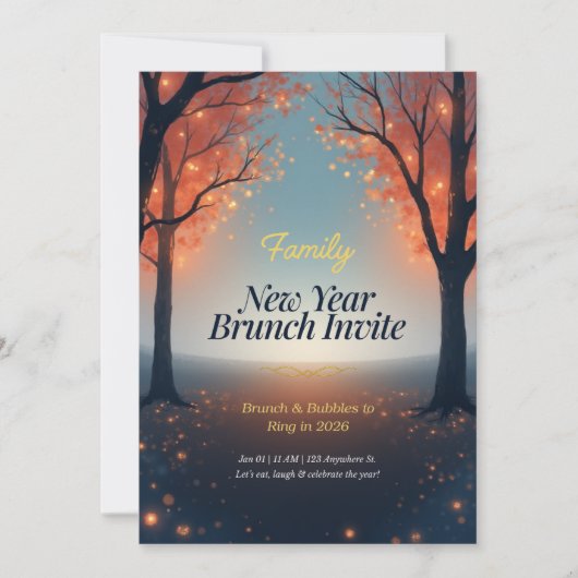 Family New Year Brunch Invitation Magical Forest  招待状 (正面)