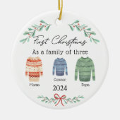 family of 3 christmas ornament First Christmas  セラミックオーナメント (正面)