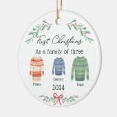 family of 3 christmas ornament First Christmas  セラミックオーナメント (左)