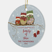 Family of 3 Personalized Cute Woodland Owls セラミックオーナメント (左)