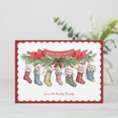 Family of 7 | Christmas Stocking Flat Holiday Card シーズンカード (スタンド正面)