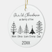 Family of five First Christmas Minimalist Tree セラミックオーナメント (左)