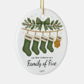 Family of Five Stockings – Green Holly セラミックオーナメント (右)