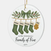 Family of Five Stockings – Green Holly セラミックオーナメント (左)