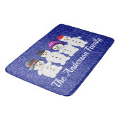 Family of Four Snowmen Blue Sparkle Winter     バスマット (アングル)
