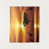 Family of Giraffes at Sunset Wall Art Tapestry タペストリー (正面)
