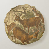 Family of Roe - Deers in a Forest ラウンドクッション (裏面)