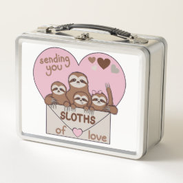  Family of Sloths with Envelope, Heart and Text メタルランチボックス