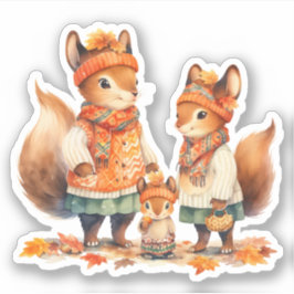 Family of Squirrels秋シール シール