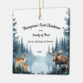 Family of Three First Christmas Forest Deer Moose セラミックオーナメント (左)