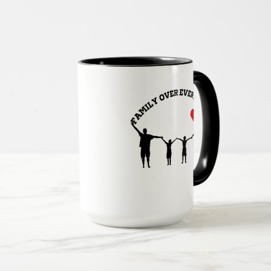 Family Over Everything Mug with Silhouette Design マグカップ (正面右)