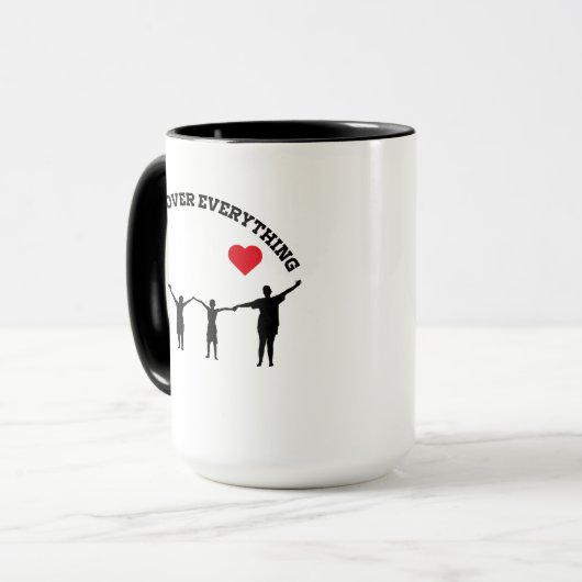 Family Over Everything Mug with Silhouette Design  マグカップ (正面左)