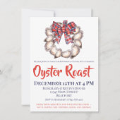 Family Oyster Roast Oyster Wreath Plaid Ribbon  招待状 (正面)