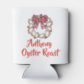 Family Oyster Roast Oyster Wreath Plaid Ribbon  缶クーラー (裏面)