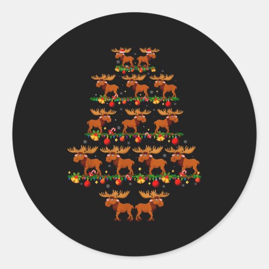 Family Pajama Sets Christmas Matching Moose Xmas T ラウンドシール (正面)